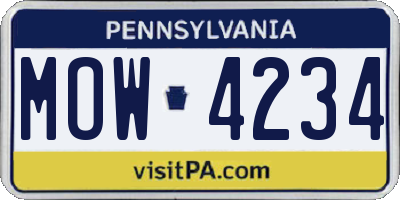 PA license plate MOW4234