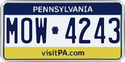 PA license plate MOW4243