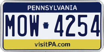 PA license plate MOW4254
