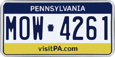PA license plate MOW4261