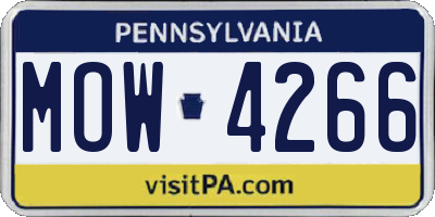 PA license plate MOW4266