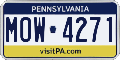 PA license plate MOW4271