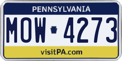 PA license plate MOW4273