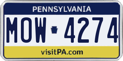 PA license plate MOW4274