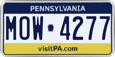 PA license plate MOW4277