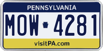 PA license plate MOW4281