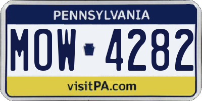 PA license plate MOW4282
