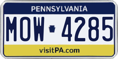 PA license plate MOW4285