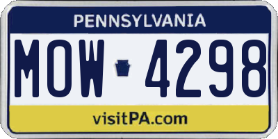 PA license plate MOW4298