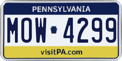PA license plate MOW4299