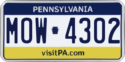 PA license plate MOW4302
