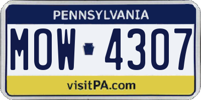 PA license plate MOW4307