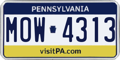 PA license plate MOW4313