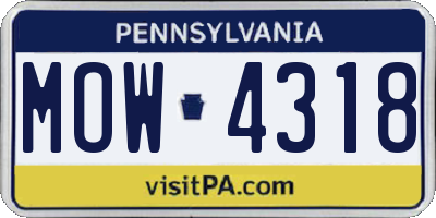 PA license plate MOW4318