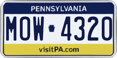 PA license plate MOW4320