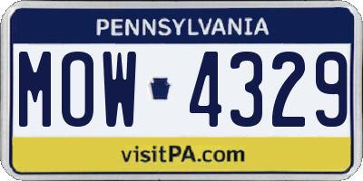PA license plate MOW4329