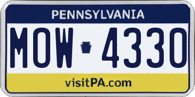 PA license plate MOW4330