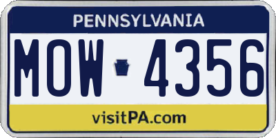 PA license plate MOW4356