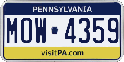 PA license plate MOW4359