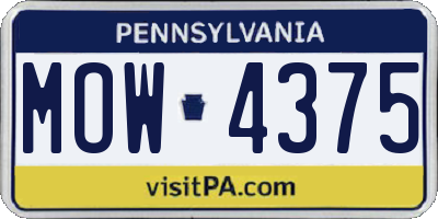 PA license plate MOW4375