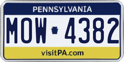 PA license plate MOW4382