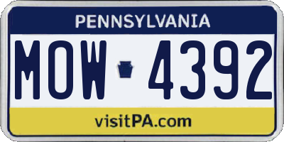 PA license plate MOW4392