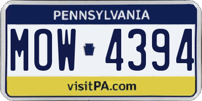PA license plate MOW4394