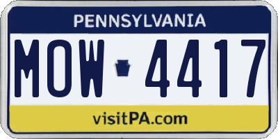 PA license plate MOW4417