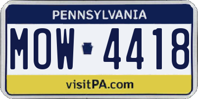 PA license plate MOW4418