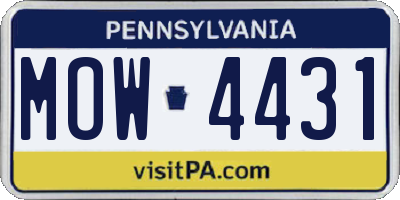 PA license plate MOW4431