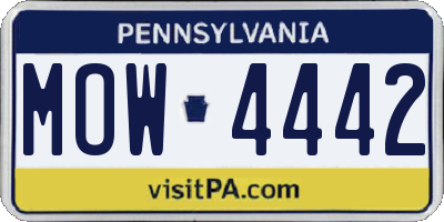 PA license plate MOW4442