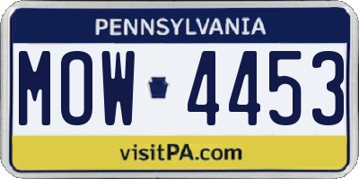 PA license plate MOW4453