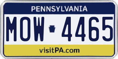 PA license plate MOW4465