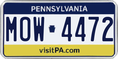 PA license plate MOW4472