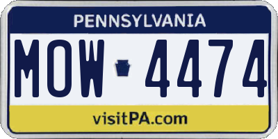PA license plate MOW4474