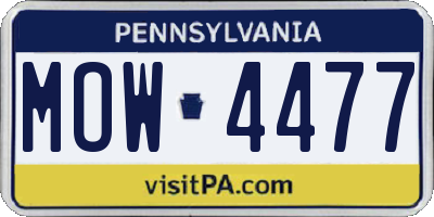 PA license plate MOW4477