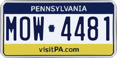 PA license plate MOW4481