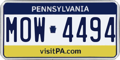 PA license plate MOW4494
