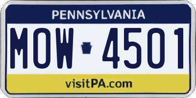 PA license plate MOW4501