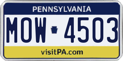 PA license plate MOW4503