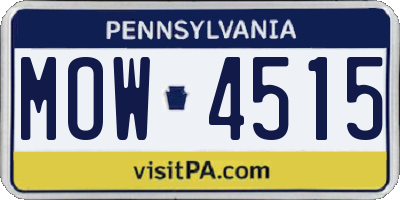 PA license plate MOW4515