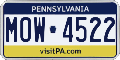 PA license plate MOW4522