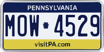 PA license plate MOW4529
