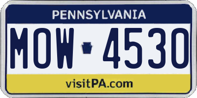 PA license plate MOW4530