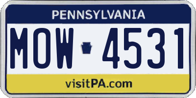 PA license plate MOW4531