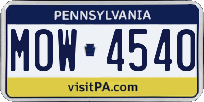 PA license plate MOW4540