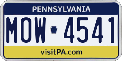 PA license plate MOW4541