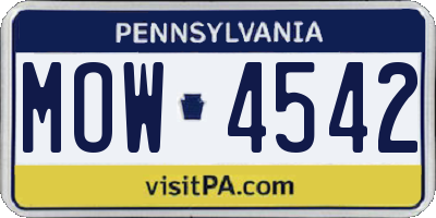 PA license plate MOW4542