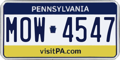 PA license plate MOW4547