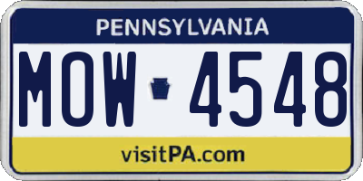 PA license plate MOW4548